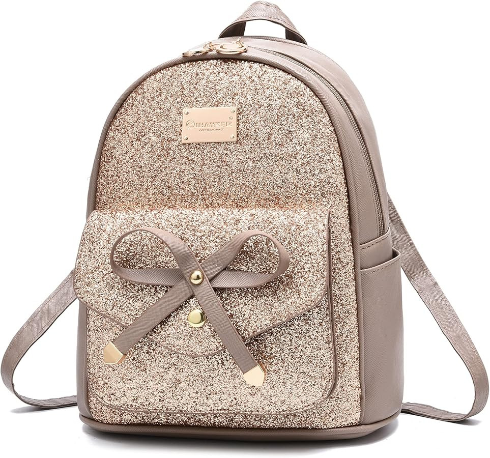 I IHAYNER Women Cute Glitter Sequin Mini Backpack for Women Small Bowknot Leather Purse Fashion B... | Amazon (US)