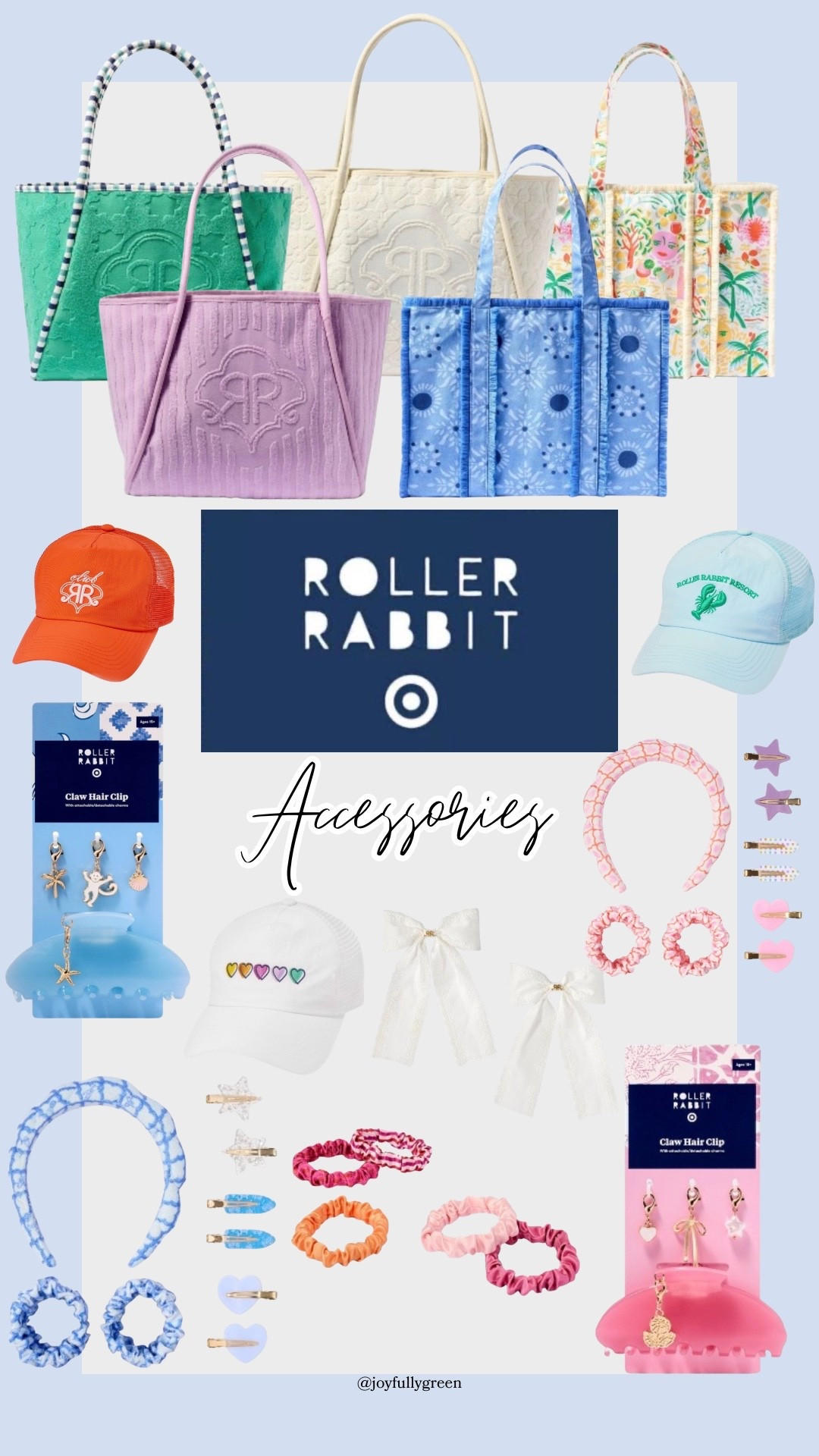 Roller rabbit x target // accessories // tote // hat // hair clips // headbands // bows // scrunchies 