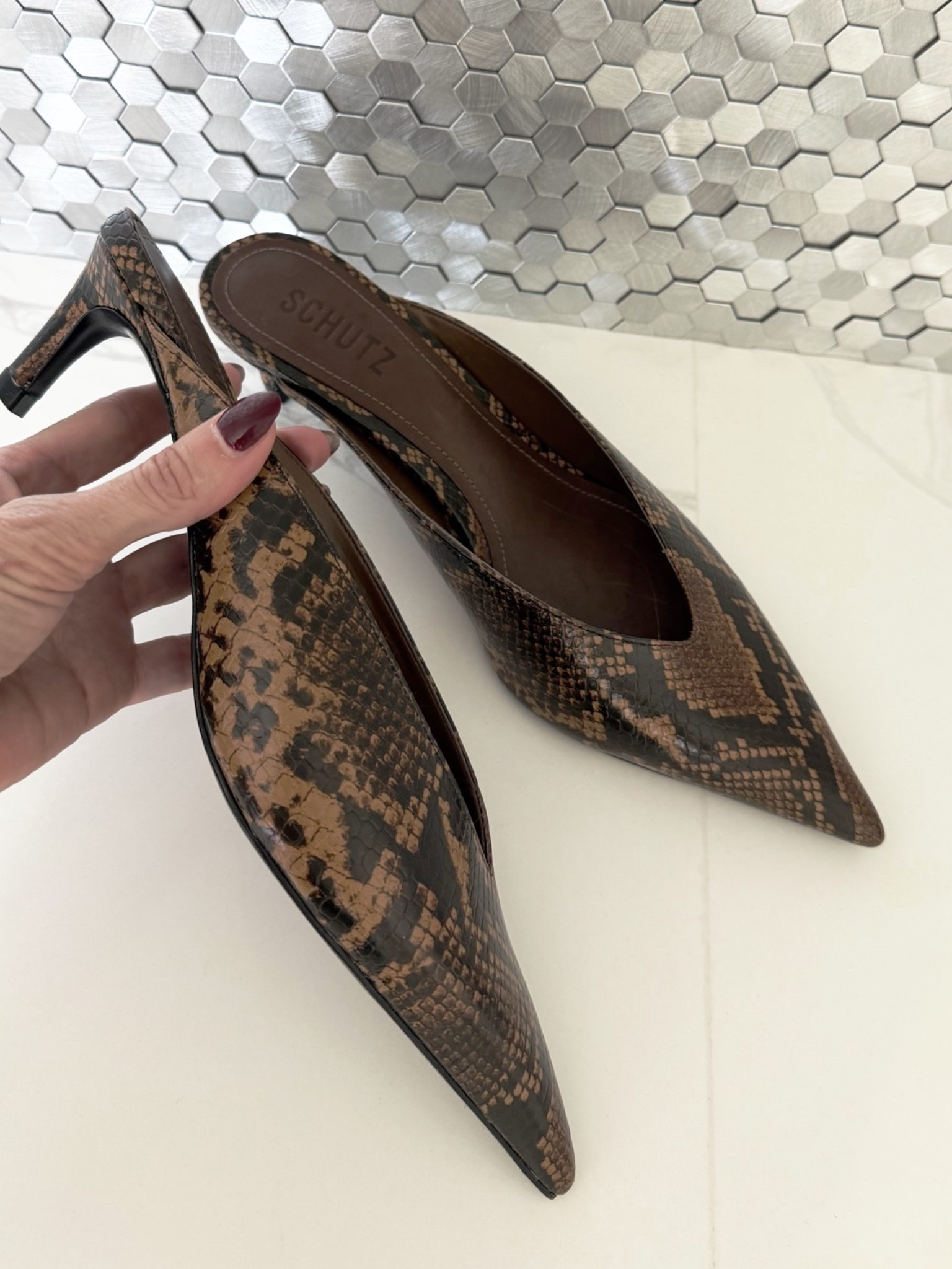 FOUND >>> The chicest heel for Fall!
How stunning is this pair of Snakeskin heels from Schutz? They're like walking on a dream, and a pop of animal print is trending hard this fall! 

 #LTKootd #LTKSeasonal #LTKOver40