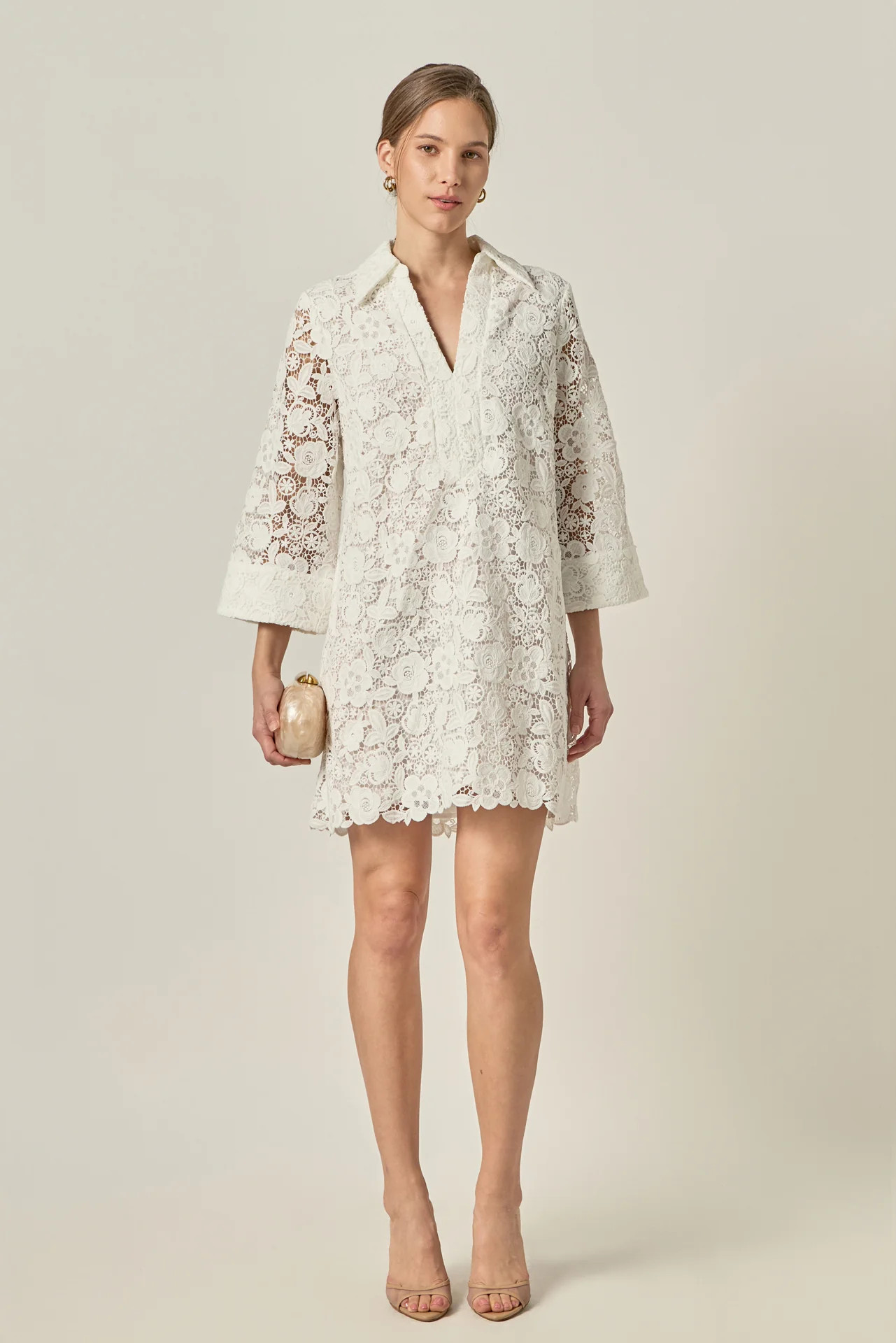 Guipure Lace Mini Dress | English Factory