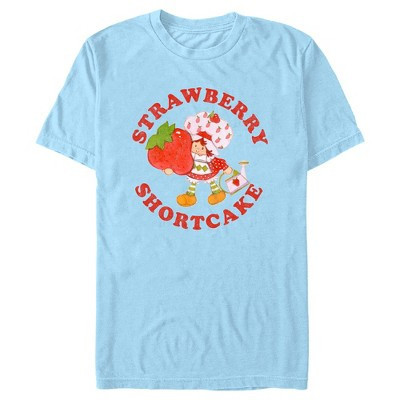 Men's Strawberry Shortcake Little Berry Gardener  T-Shirt - Light Blue - Large | Target