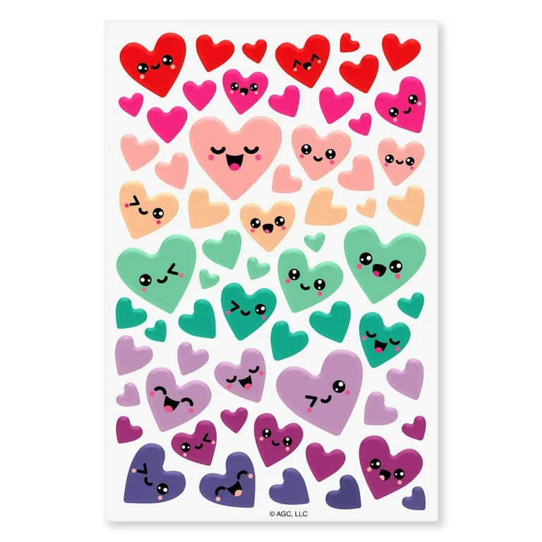 American Greetings Valentine's Day Stickers for Kids, Smiling Hearts (1 Sheet, 36 Stickers) | Walmart (US)