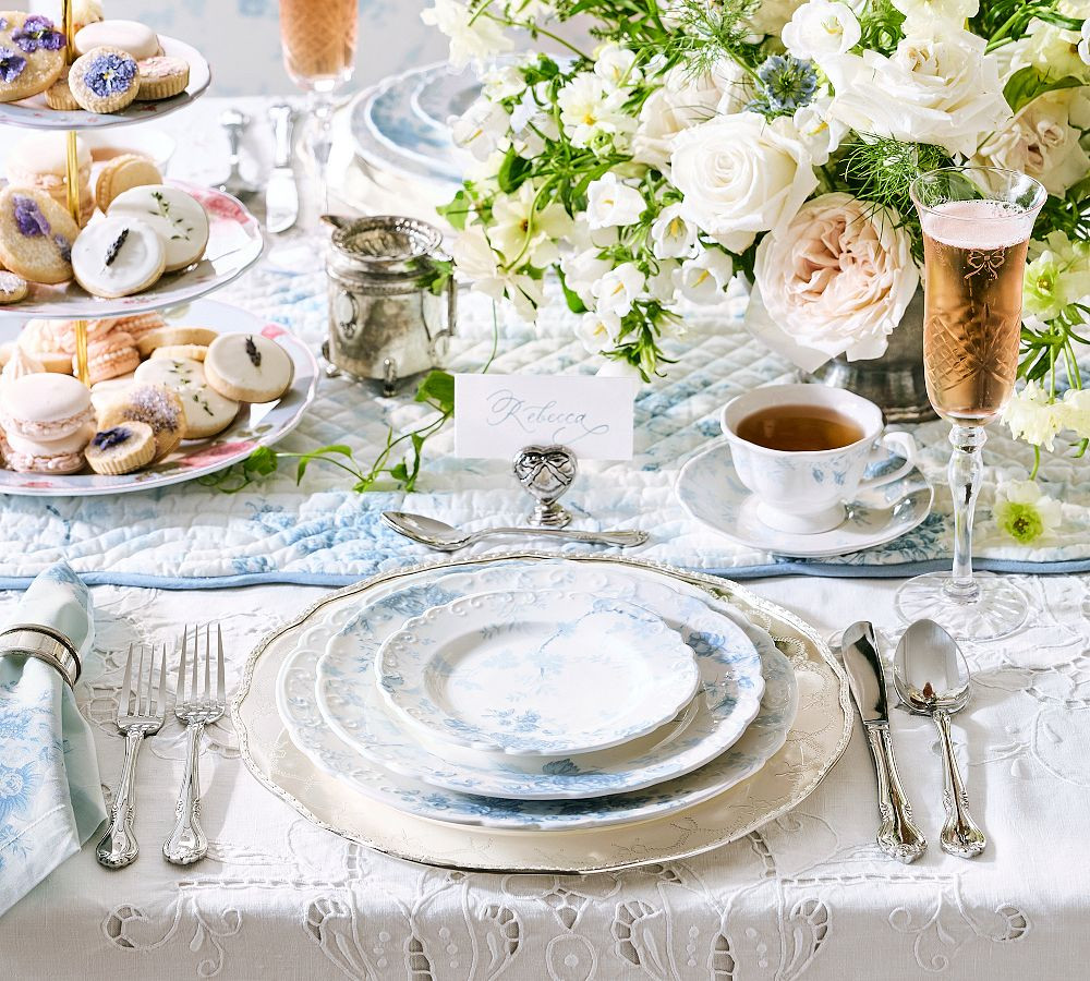 LoveShackFancy Rose Porcelain Appetizer Plates - Set of 4 | Pottery Barn (US)