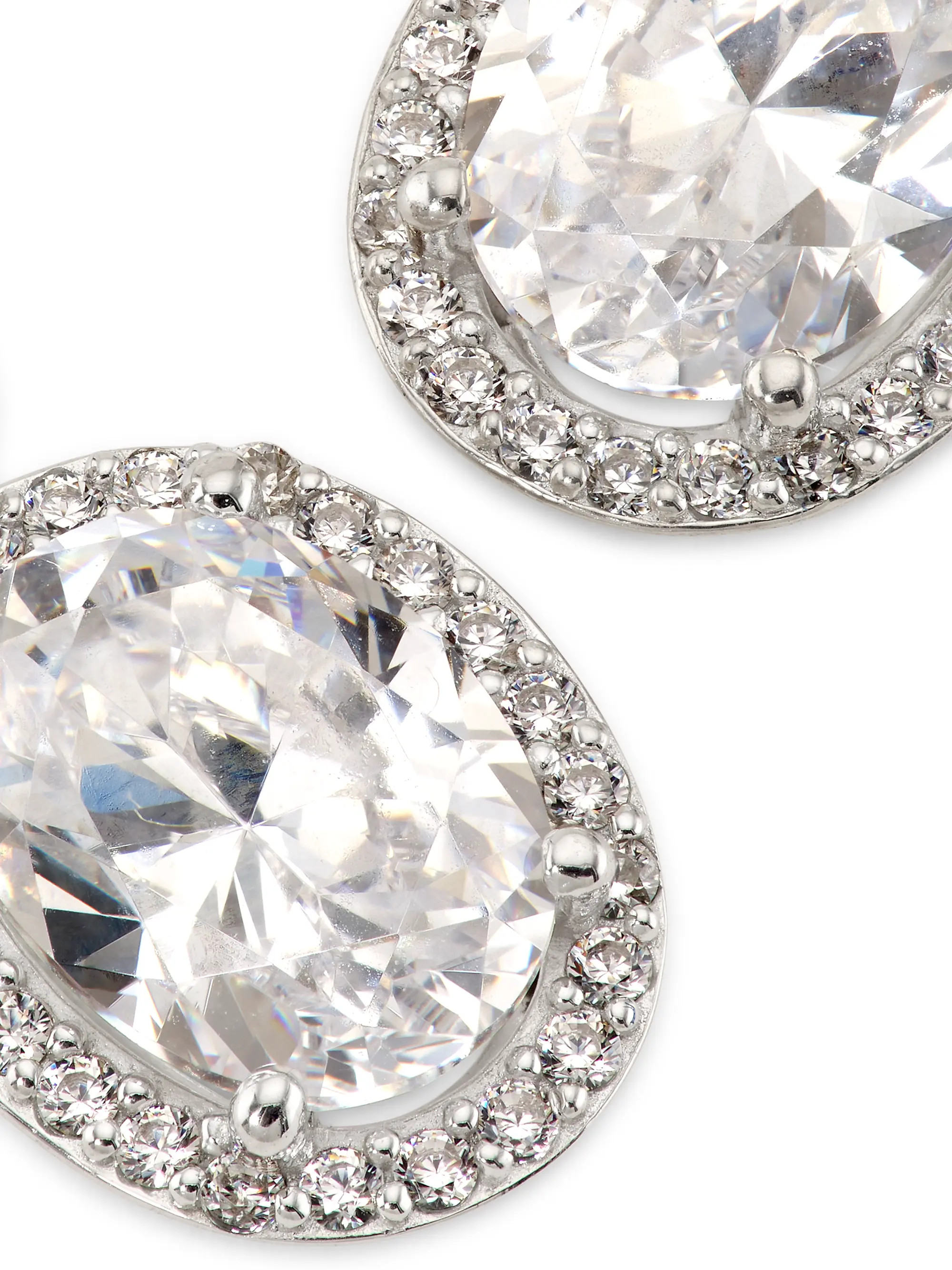 Modern Love Rhodium-Plated & Cubic Zirconia Halo Double-Drop Earrings | Saks Fifth Avenue