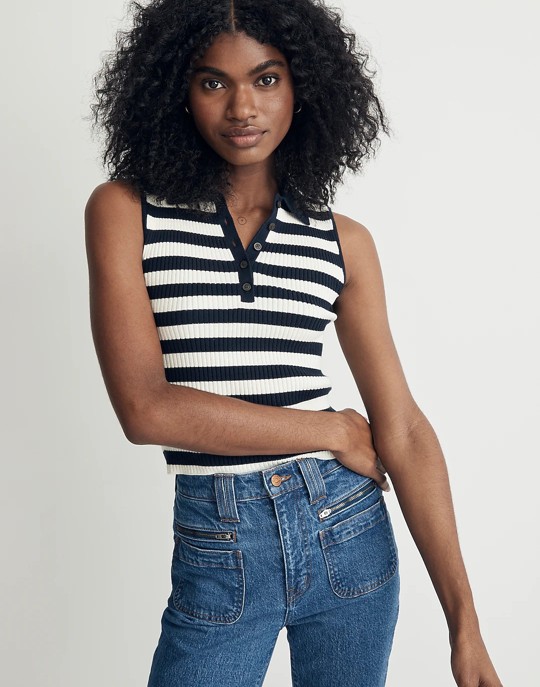 Owen Polo Sweater Tank in Stripe | Madewell