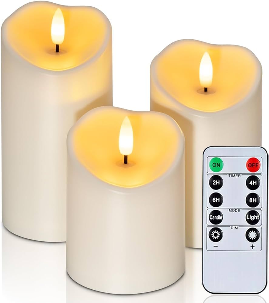 Amagic Flickering Flameless Candles, Waterproof Outdoor Indoor Battery Operated LED Candles with ... | Amazon (US)