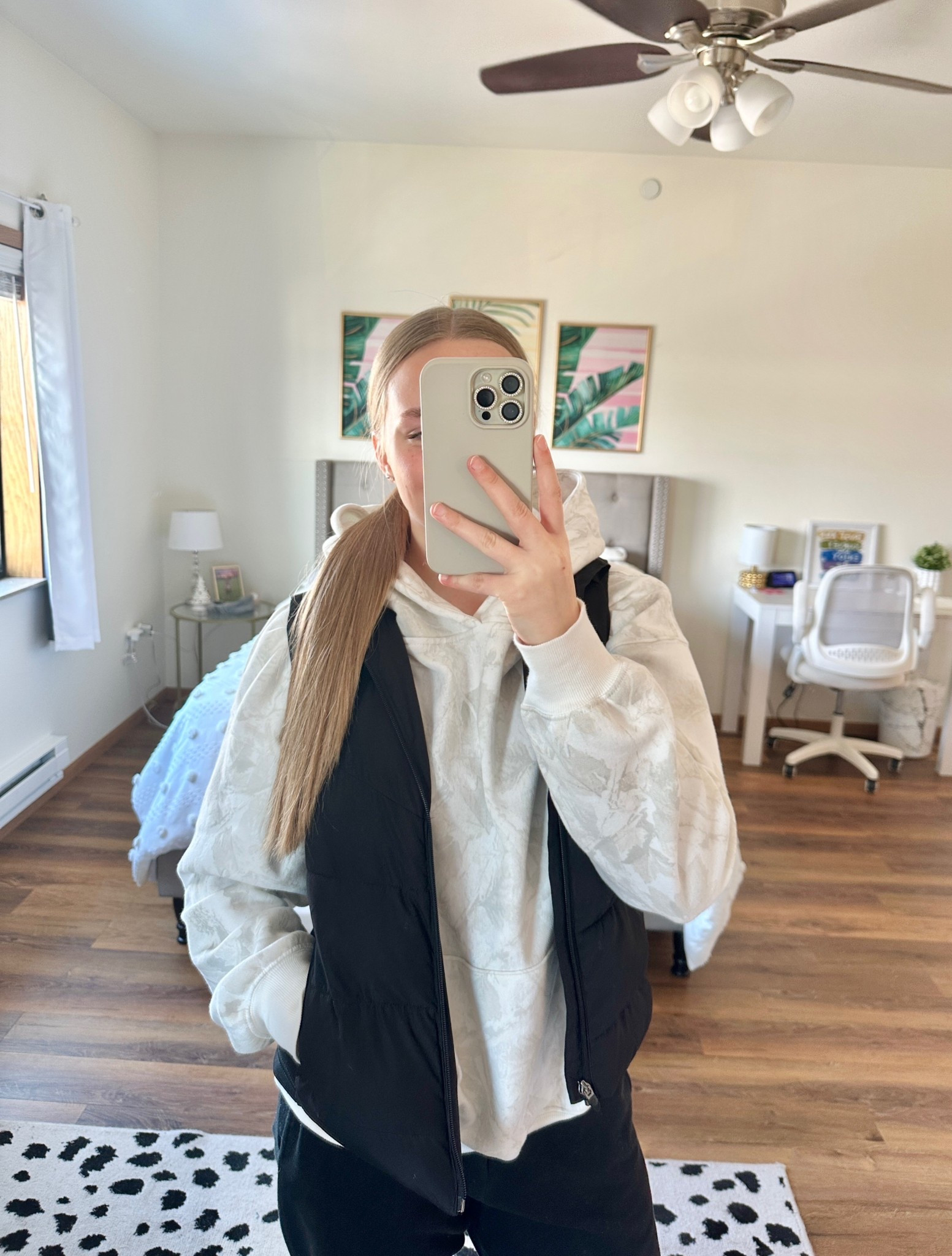 Casual/Comfy Women’s Outfit - Puffer Vest & Oversized Camo Sweatshirt

Fall women’s outfit, winter outfit, comfortable outfit, cozy outfit, loungewear, comfy style, college girl fashion, teenage girl outfit inspo, oversized hoodie, black puffer vest, trendy fashion, neutral iPhone case, neutral outfit ideas, activewear, work from home outfit, mom life, college class, outfit of the day 