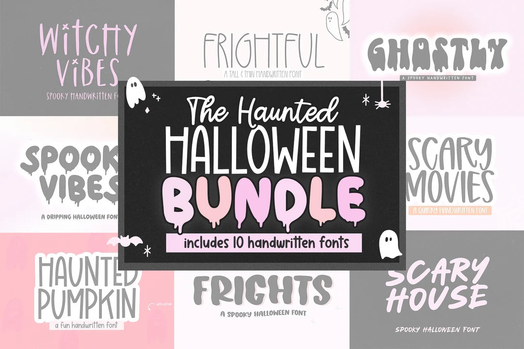 Halloween Font Bundle, Spooky Fonts, Dripping Font, Cricut Font Bundle, Cricut Fonts, Spider Web ... | Etsy (US)