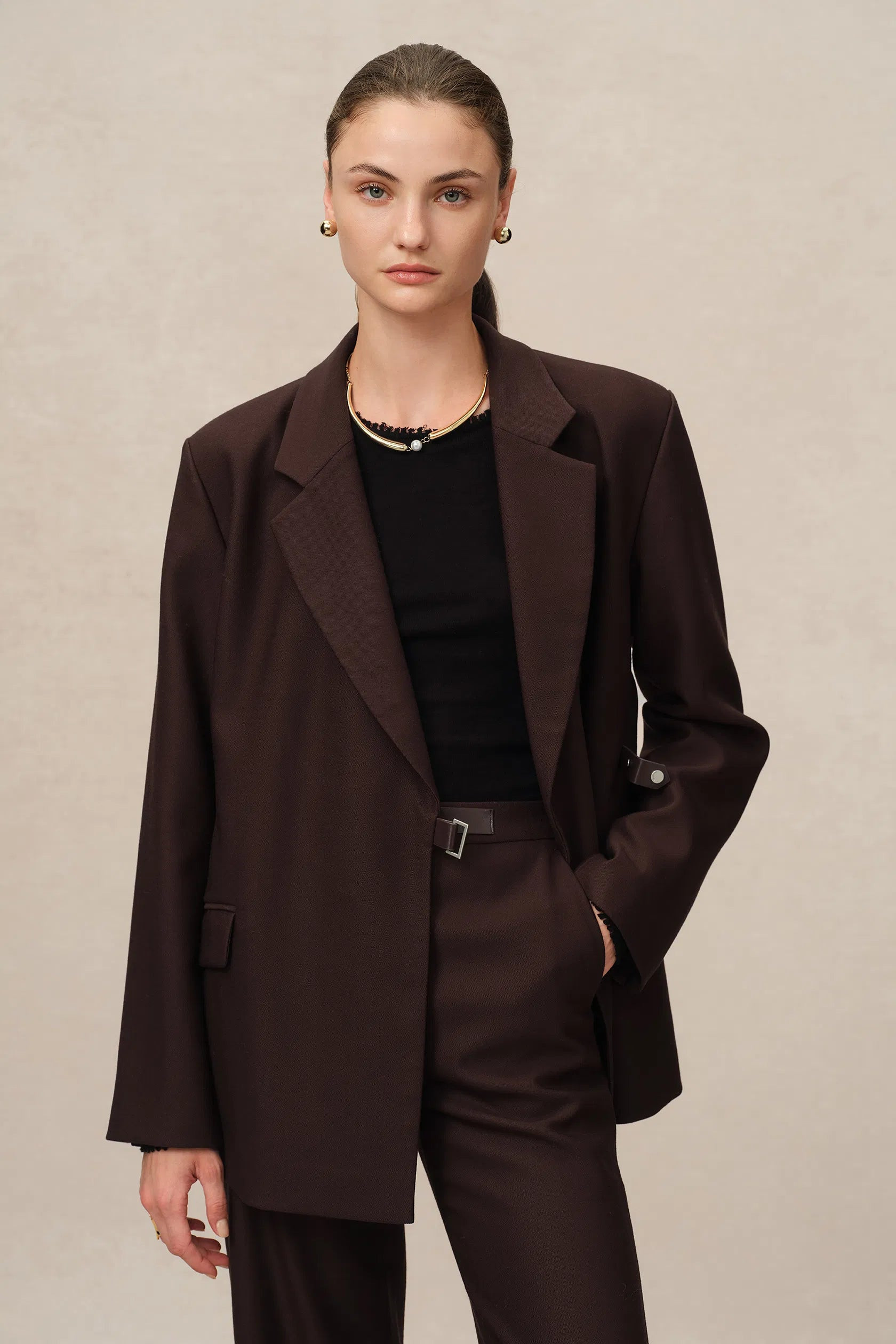 Babila Side Notched Lapel Blazer in Fine Wool Twill | Fabrique