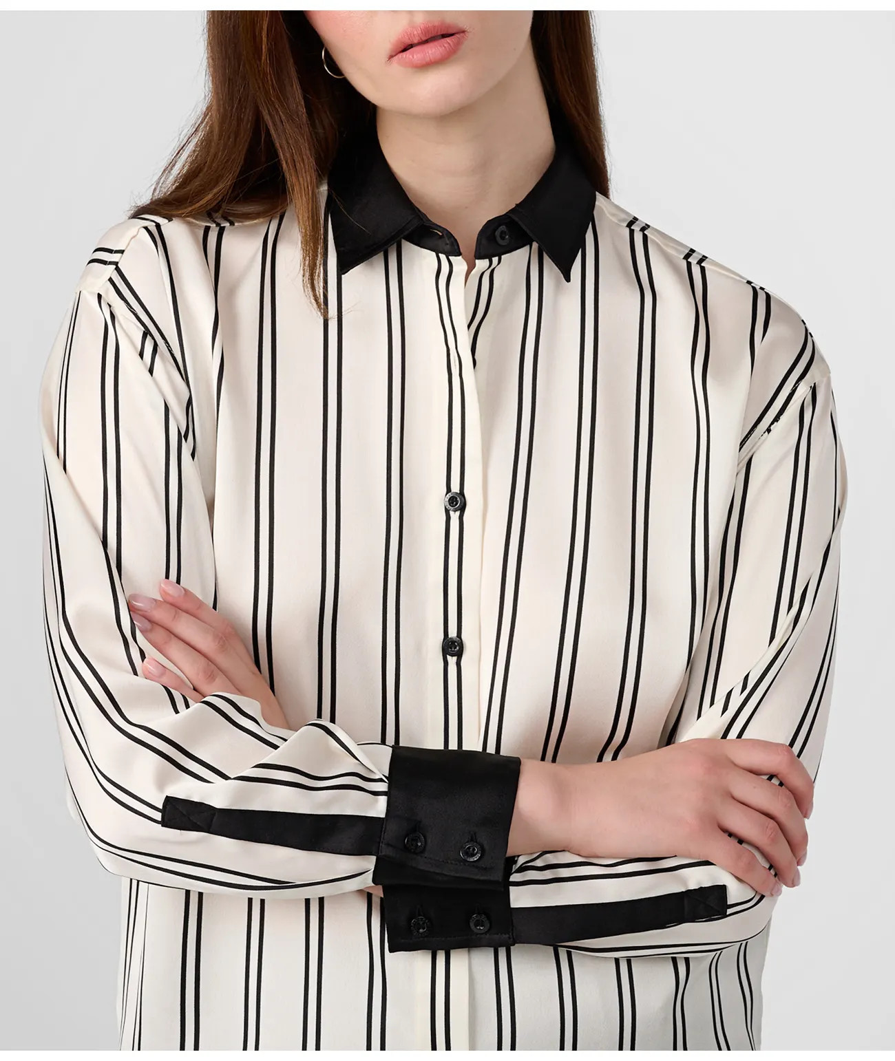 Buy SATIN BACK STRIPE BUTTON DOWN BLOUSE Online - Karl Lagerfeld Paris | Karl Lagerfeld Paris