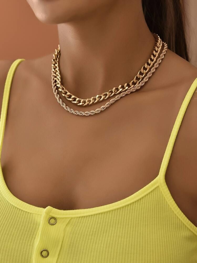 2pcs Simple Chain Necklace | SHEIN