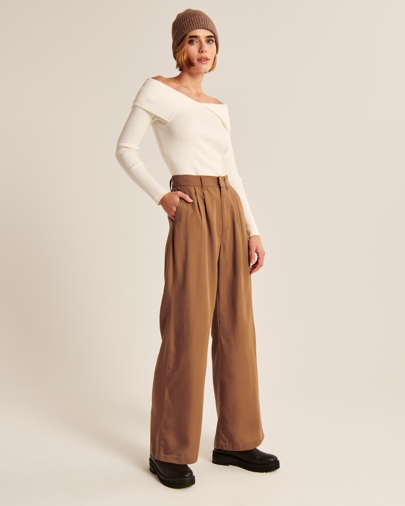Women's Tailored Wide-Leg Pants | Women's Bottoms | Abercrombie.com | Abercrombie & Fitch (US)
