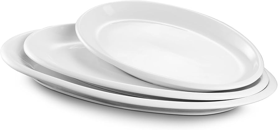 DOWAN Large Serving Platter, 16"/14"/12" Oval Platters Oven Safe, White Serving Plates for Weddin... | Amazon (US)