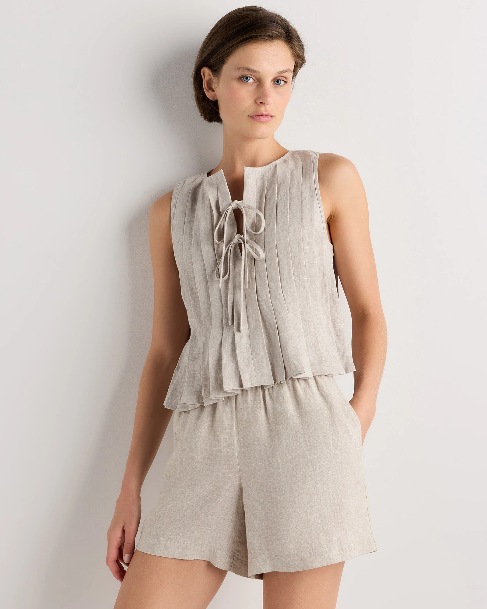 100% European Linen Pleated Tank | Quince