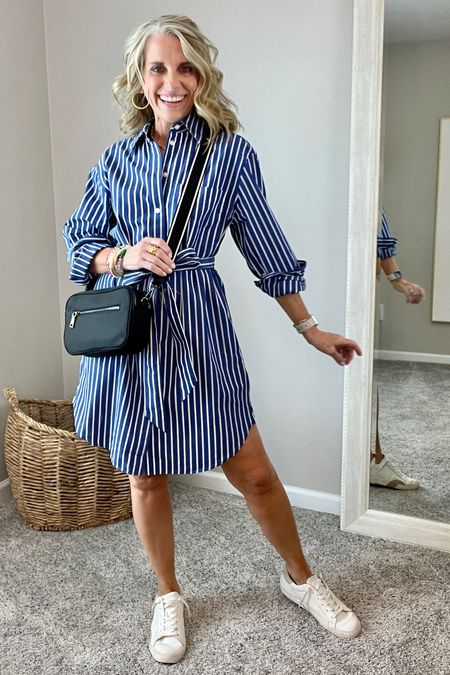 I can’t get enough blue and white stripes or shirt dresses. These are 2 trends I can totally get behind. 

This dress is so cute with sneakers, but just adds heel for the office or a sandal for school  

#LTKfindsunder50 #LTKsalealert #LTKover40