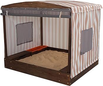KidKraft Wooden and Canvas Outdoor Cabana Sandbox, Kids Backyard Furniture with Three Storage Bin... | Amazon (US)