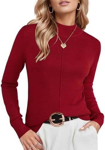 Arach&Cloz Women's Wool Blend Fall Sweaters Mock Neck Business Casual Outfits | Amazon (US)