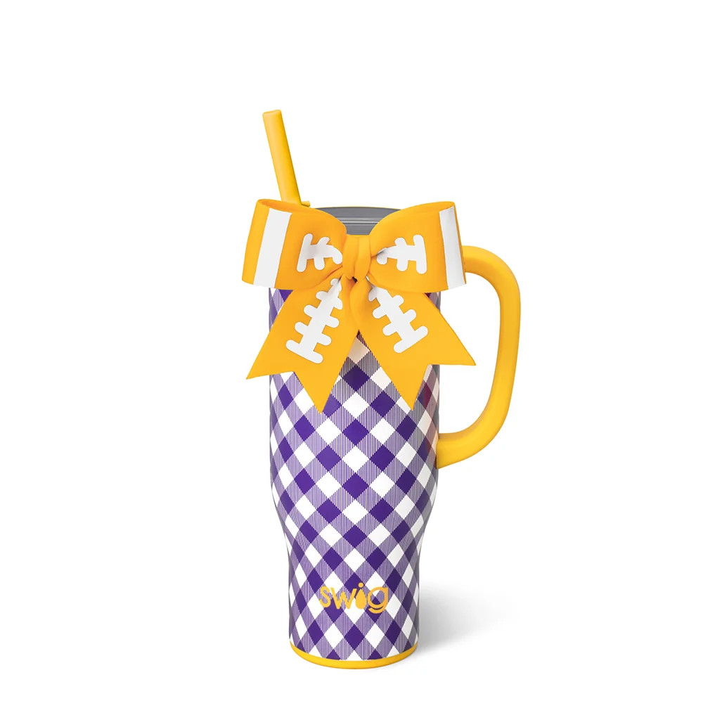 Gameday Gingham Purple + Yellow Mega Mug 30oz | Swig Life