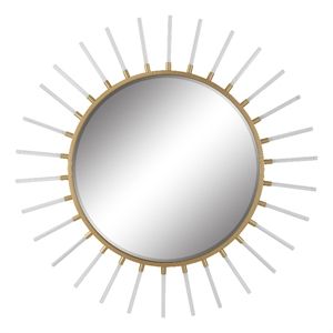 Uttermost Oracle Round MDF Acrylic and Metal Starburst Mirror in Gold | Cymax