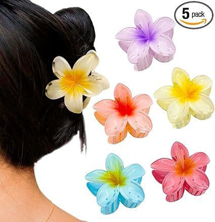 GWAWG 5 PCS Flower Hair Clips Flower Claw Clips for Medium Thick Hair Strong Hold Hawaiian Style ... | Amazon (UK)