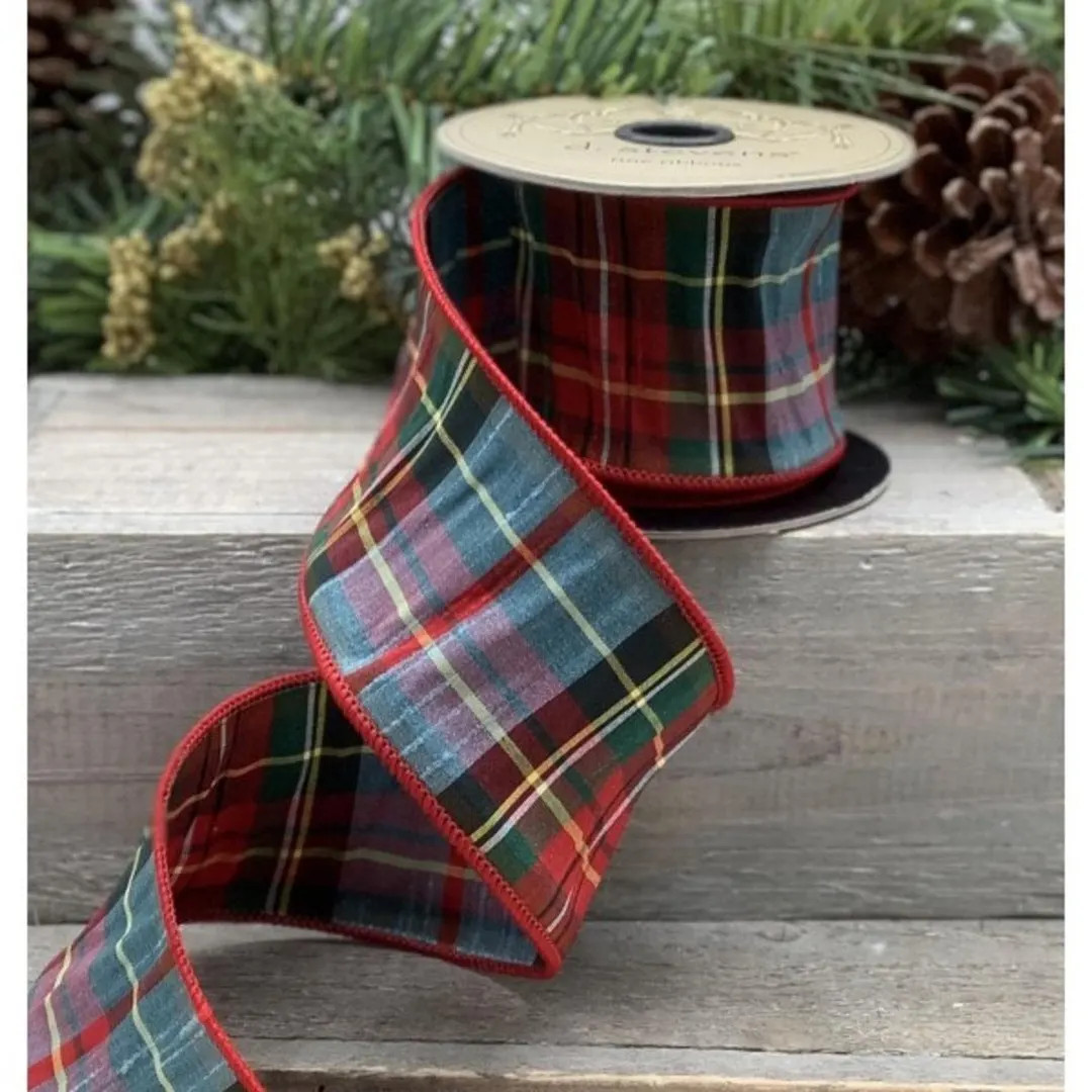 Tartan Blue-red Faux Dupion Ribbon 4 Inch X 10 Yds - (2) Rolls - Etsy | Etsy (Global)