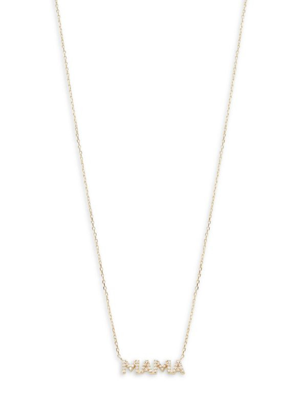 14K Yellow Gold & 0.10 TCW Diamond Mama Pendant Necklace | Saks Fifth Avenue OFF 5TH