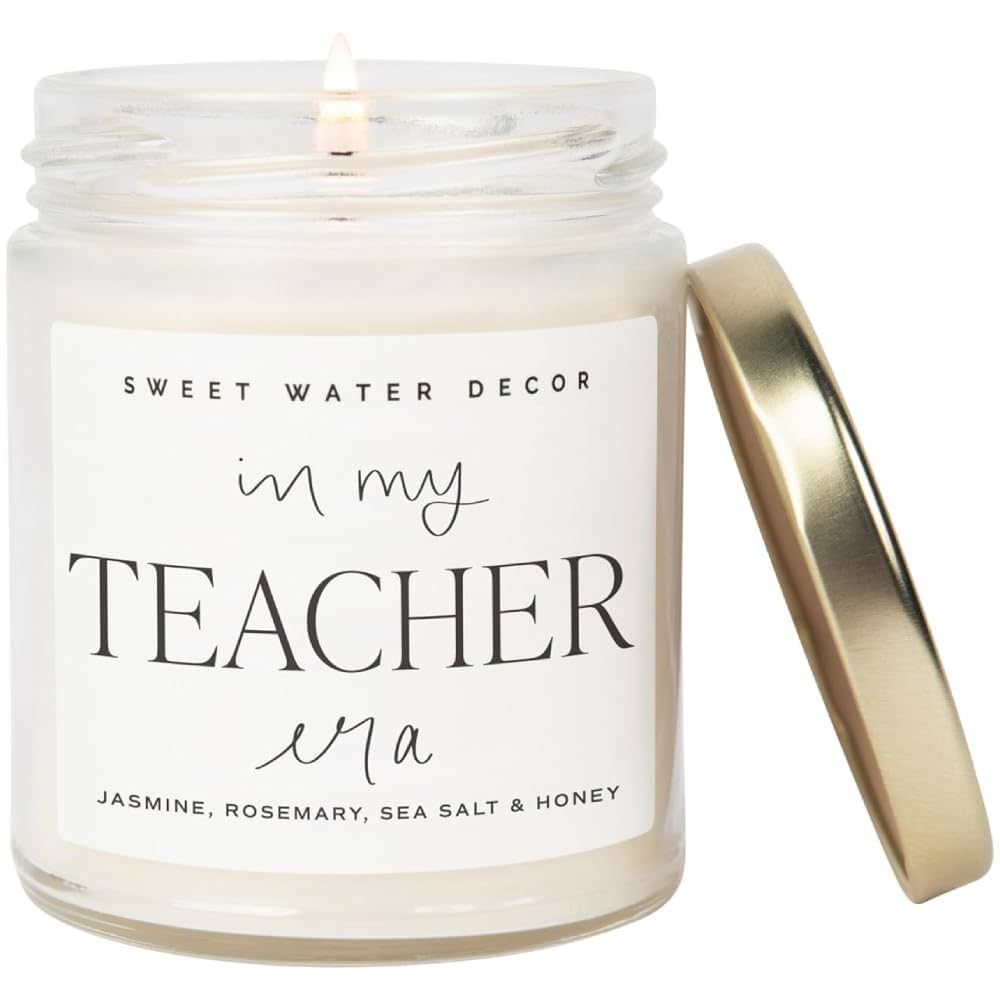 Sweet Water Decor In My Teacher Era Candle - Jasmine, Rosemary, Sea Salt, and Honey Scented Candl... | Amazon (US)