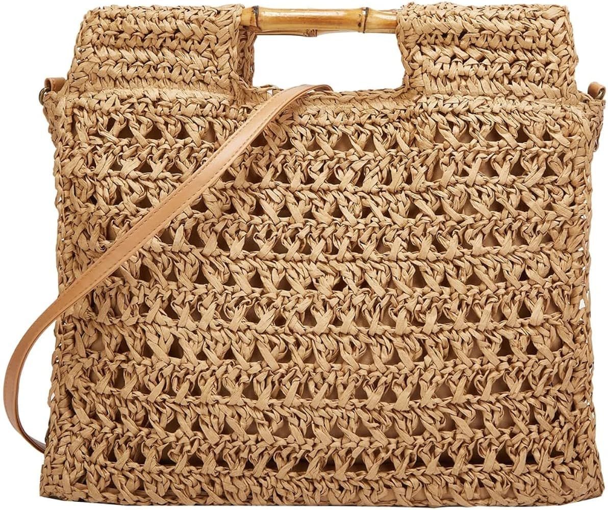 Summer Straw Tote Bags Hand-Woven Bag Purse For Women Vocation Crossbody Handbags | Amazon (US)