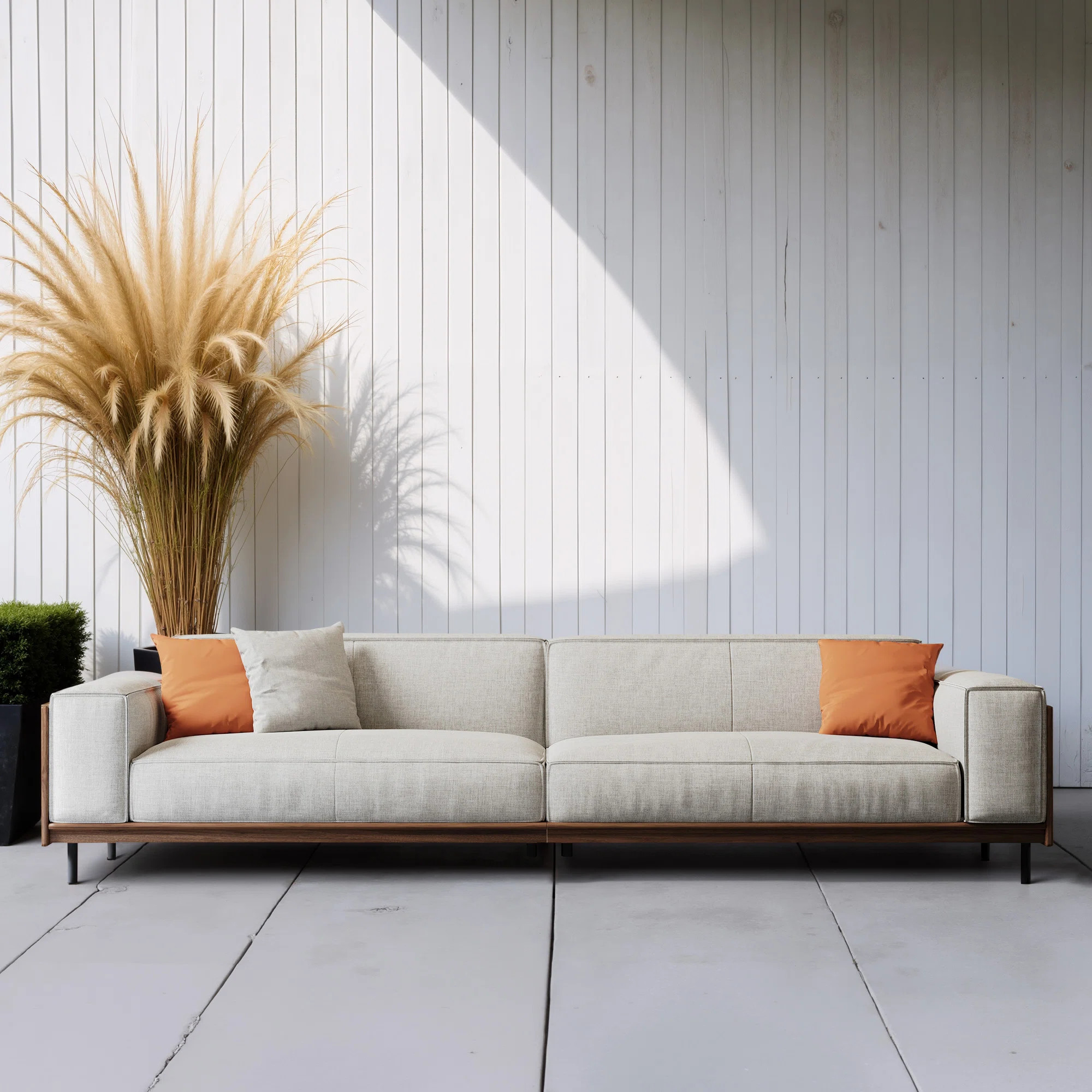 Latitude Run® 111.81" Comfortable 4-person Wood Sofa, Includes 3 Matching Cushions, Features Rem... | Wayfair North America