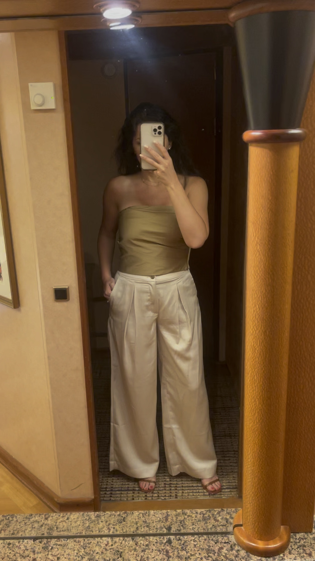 Wore this on a Carnival Cruise a couple of weeks ago. 

Amazon, banana republic, the drop, Nordstrom, satin, wide leg trousers

#LTKOver40 #LTKTravel #LTKPetite