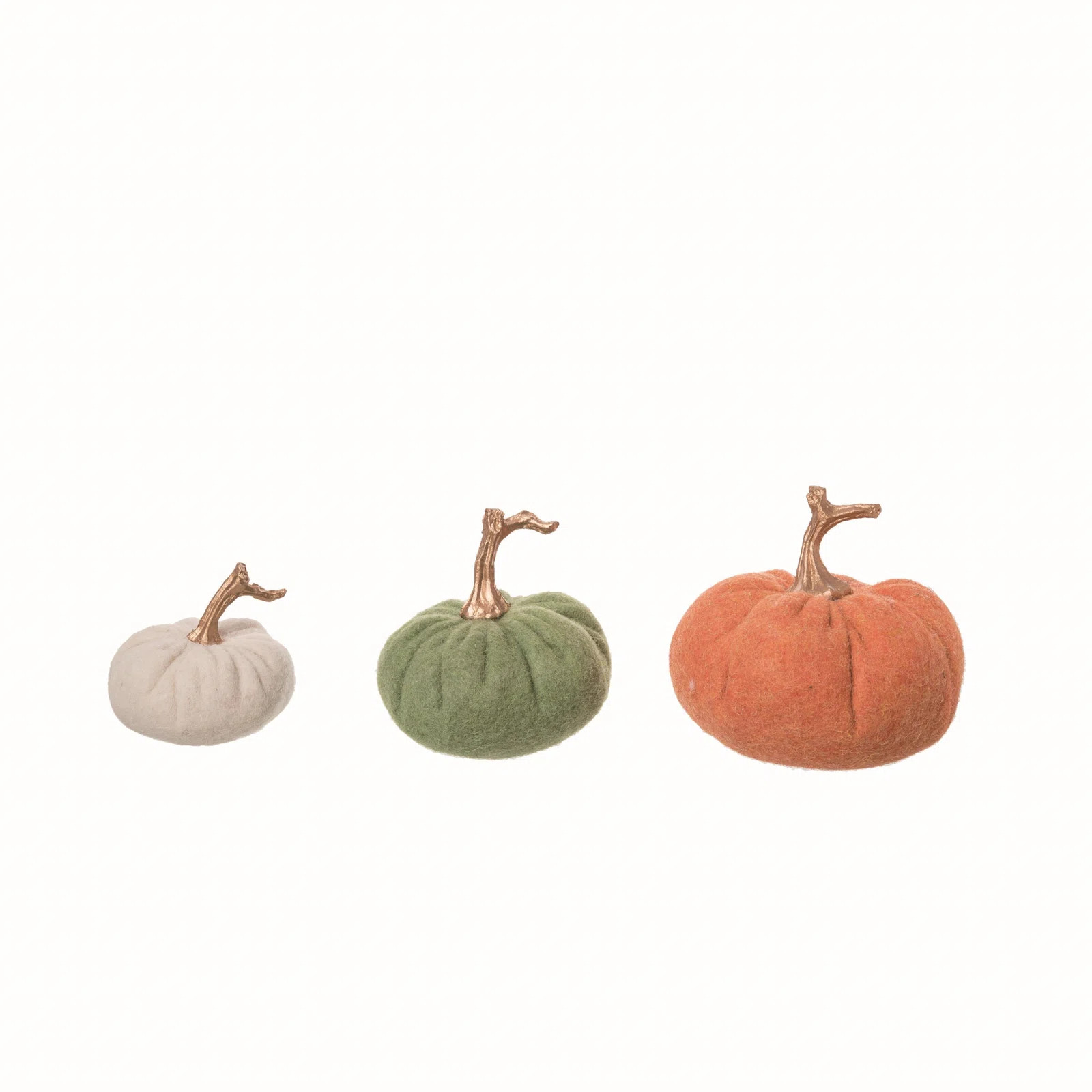 Fabric 8.27 in. Multicolor Harvest Fuzzy Pumpkins Set of 3 | Wayfair North America
