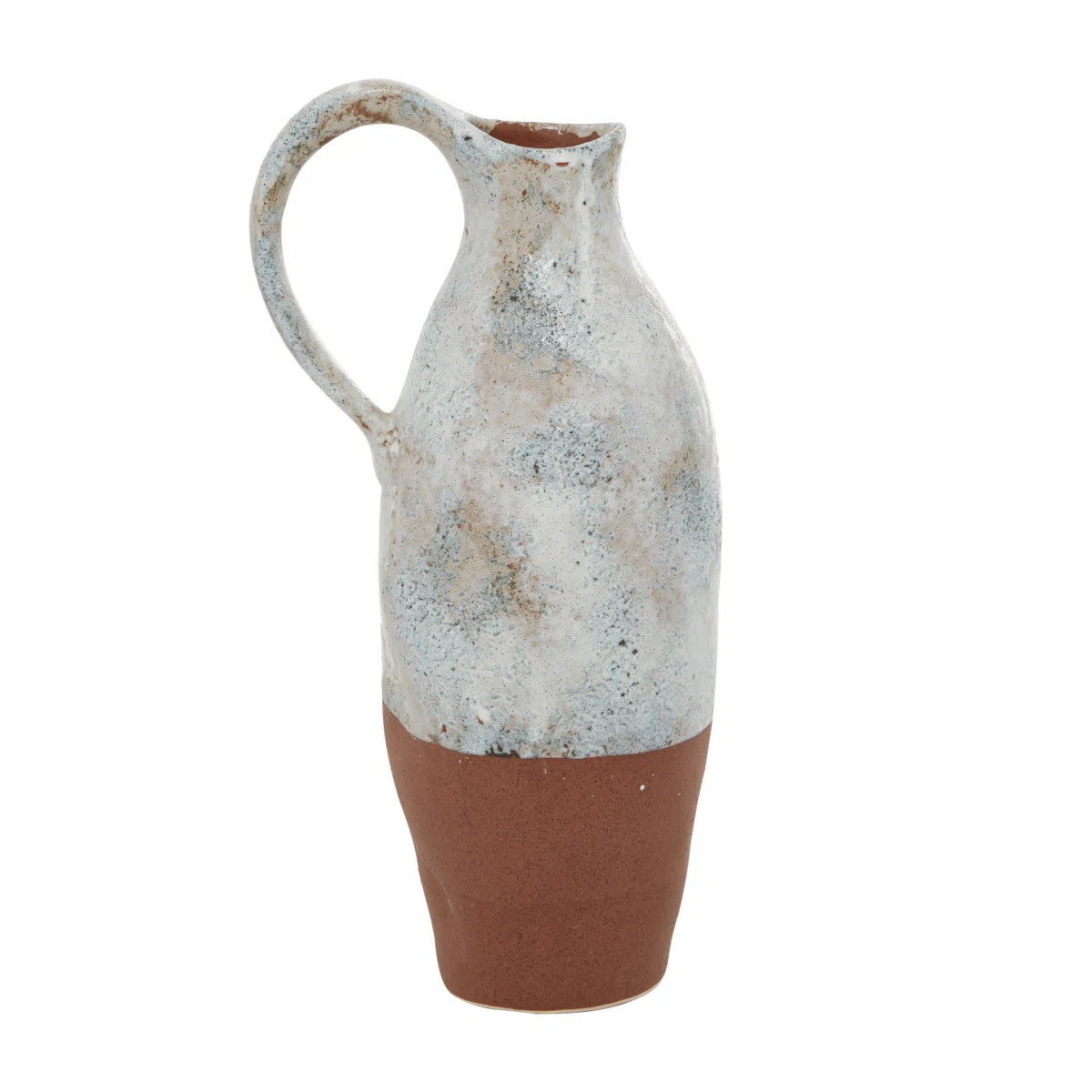 Ceramic Handmade White Decorative Vase with Terracotta Accents | Wayfair North America