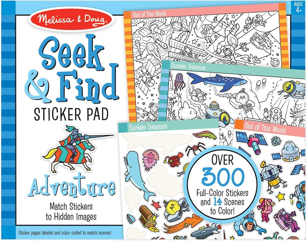 Melissa & Doug Seek and Find Sticker Pad – Adventure (400+ Stickers, 14 Scenes to Color) Search... | Amazon (US)