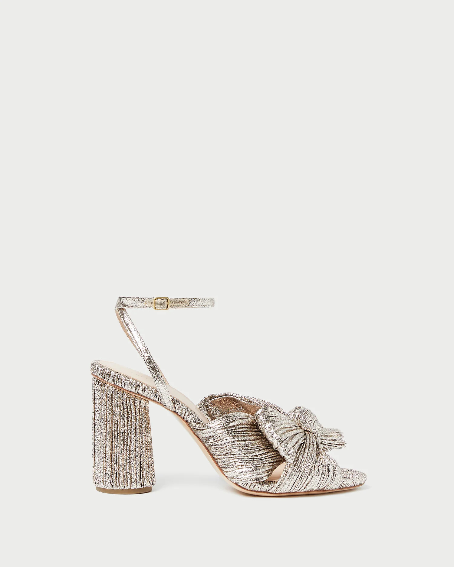 Camellia Champagne Pleated Bow Heel | Loeffler Randall