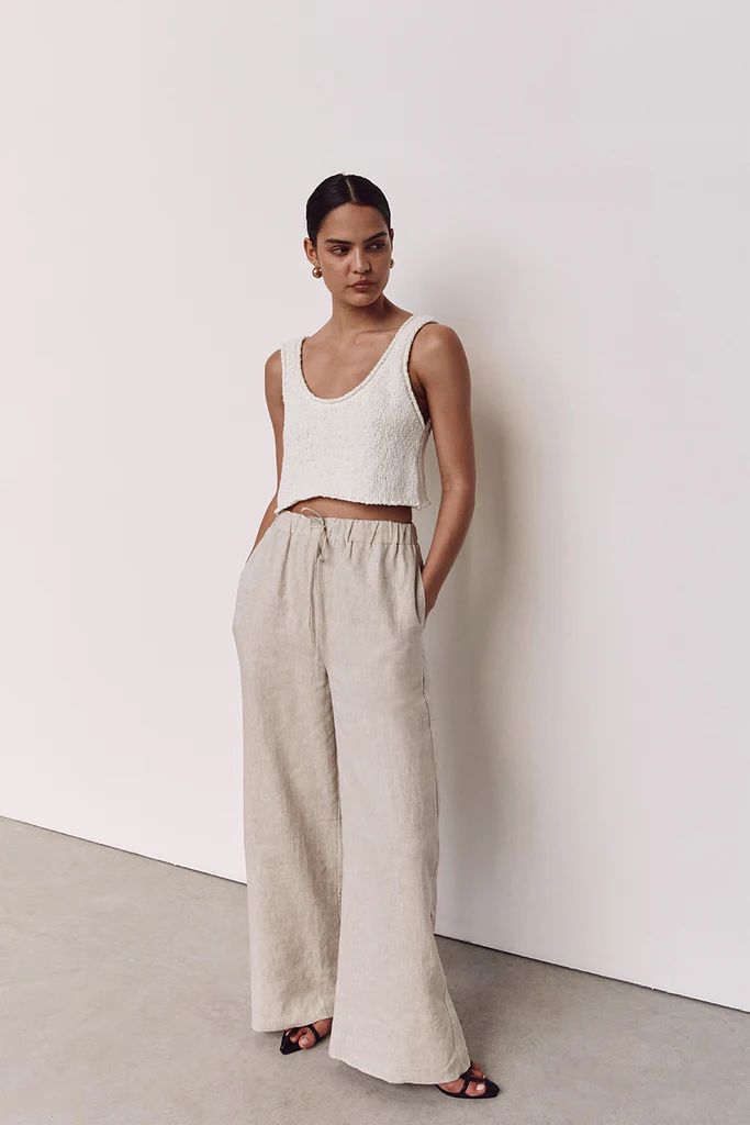 GINA NATURAL LINEN WAIST PANT | DISSH