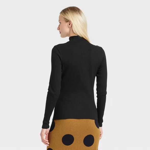 Women's Long Sleeve Shoulder Slit Top - Who What Wear™ Jet Black | Target