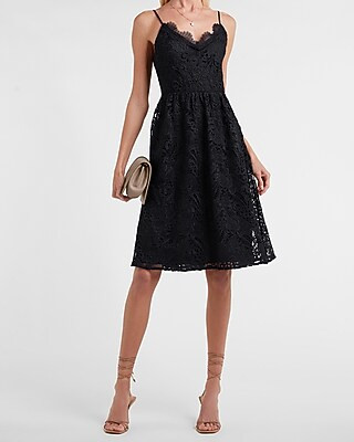 Lace V-Neck Midi Dress | Express