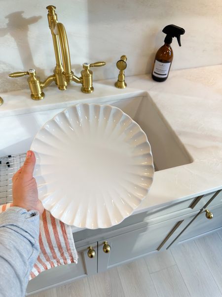 Obsessed with our new white scalloped dinner plates! I’m stacking them as decor on our open shelving in the pantry ☺️

#LTKhome #LTKSeasonal #LTKstyletip