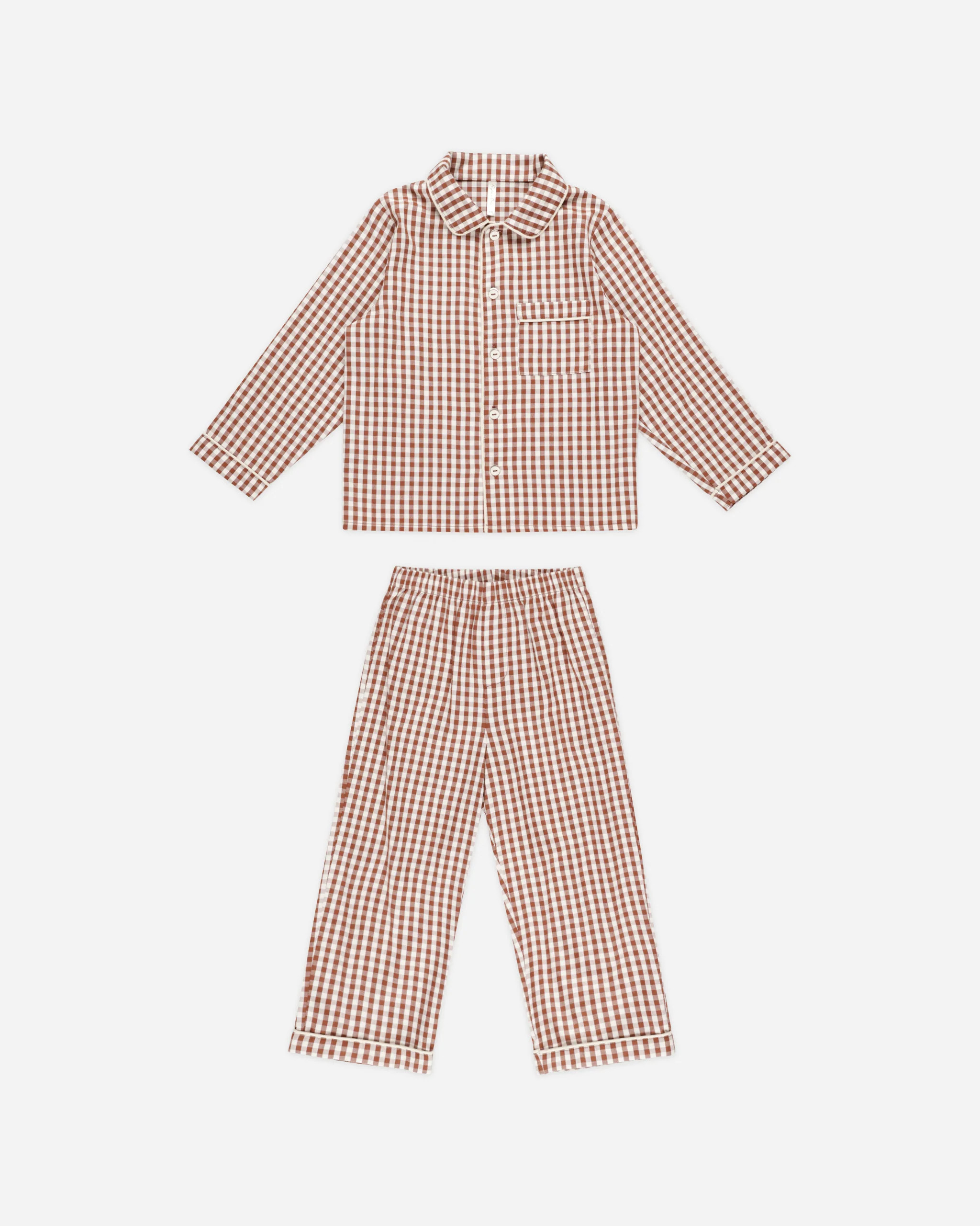 Long Sleeve Pajamas || Brick Gingham | Rylee + Cru