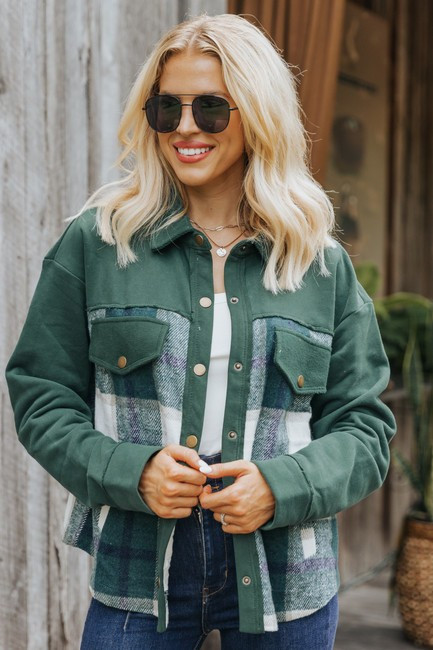 Western Chic Green Suede Flannel Jacket | Magnolia Boutique