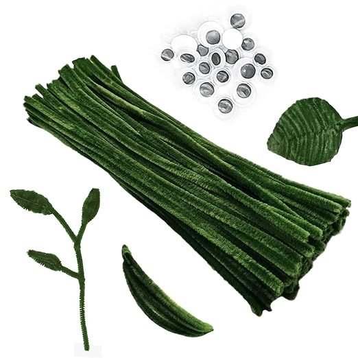 Cldamecy 100 pcs Moss Green Pipe Cleaners with 20 pcs Googly Eyes,Chenille Stems for Craft Projec... | Amazon (CA)