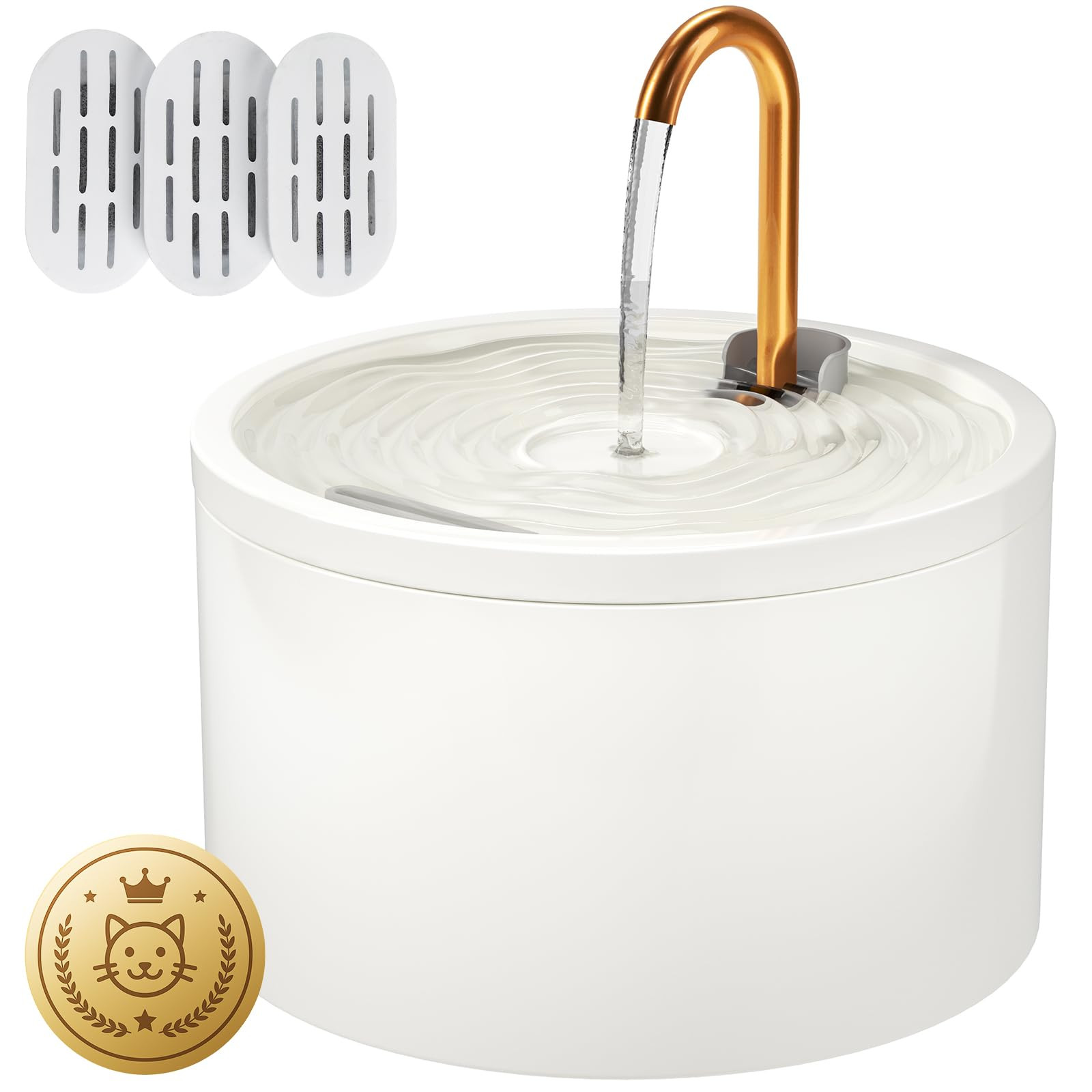DOOOB Ceramic Cat Water Fountain, 2.1L/71oz Ceramic Cat Fountain, Automatic Ceramic Water Fountain for Cats, Pet Water Fountain with Ultra-Quiet Pump and 3 Filters & 3 Sponges (White) | Amazon (US)