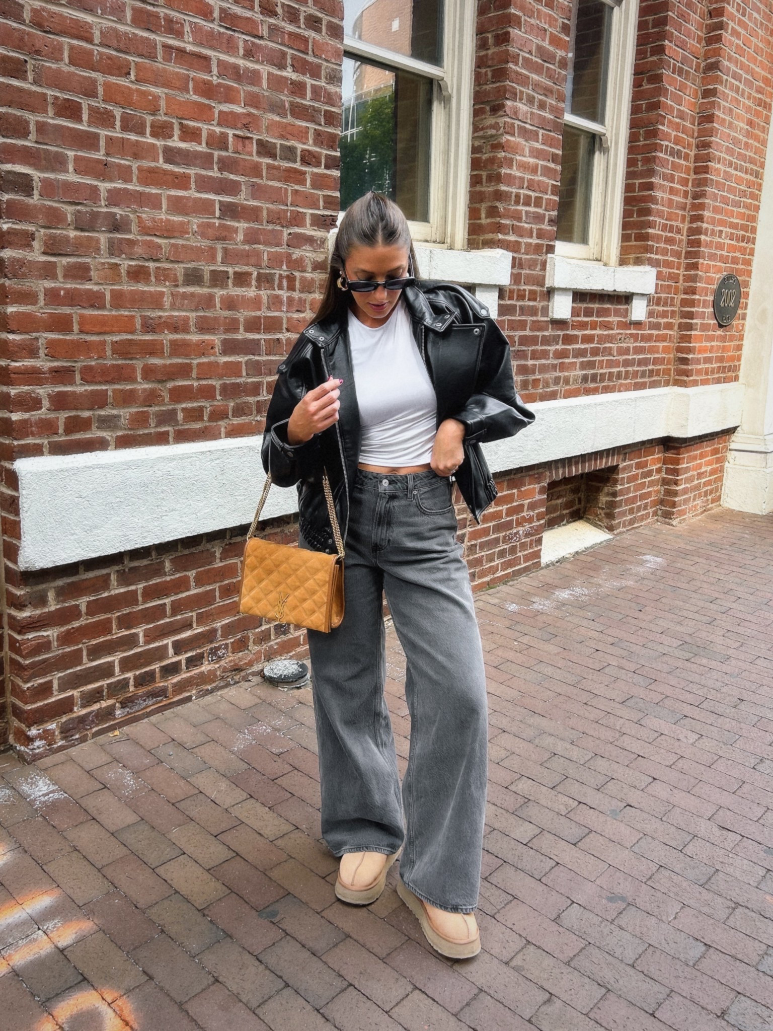 Fall outfit! 45% off when you copy the promo code AFLTK. Wearing a 28 in the jeans, small tshirt and small bomber jacket! 

#LTKFallSale #LTKSaleAlert #LTKFindsUnder100