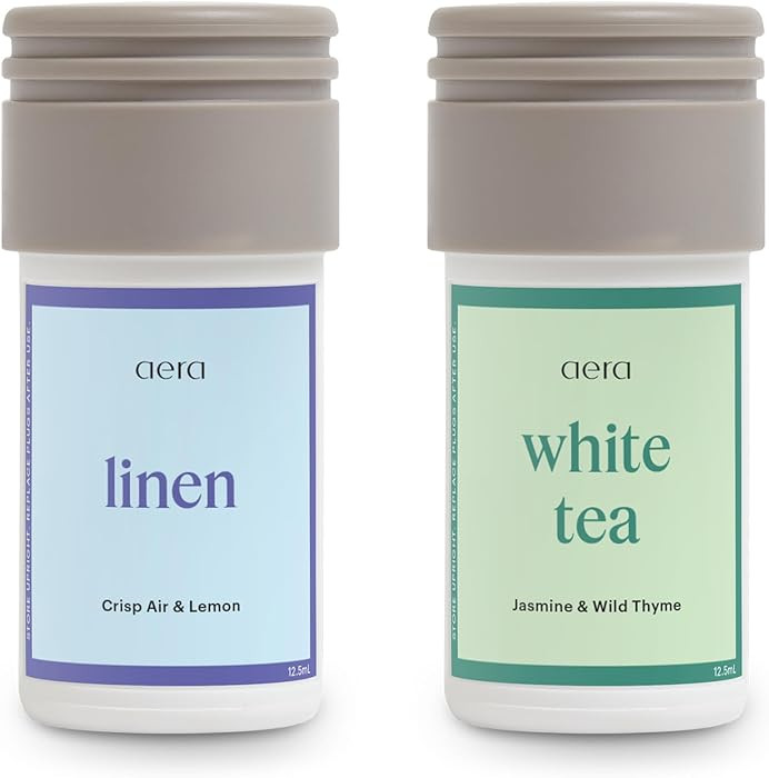 Aera Mini Linen & Mini White Tea Bundle - Essential Oil for Home - Scent Refill - Capsule Size Wo... | Amazon (US)