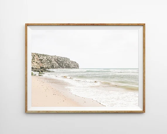 Coastal Print, Horizontal Print, Muted Neutral Beach Wall Art, California Style Large Poster Boho... | Etsy (US)