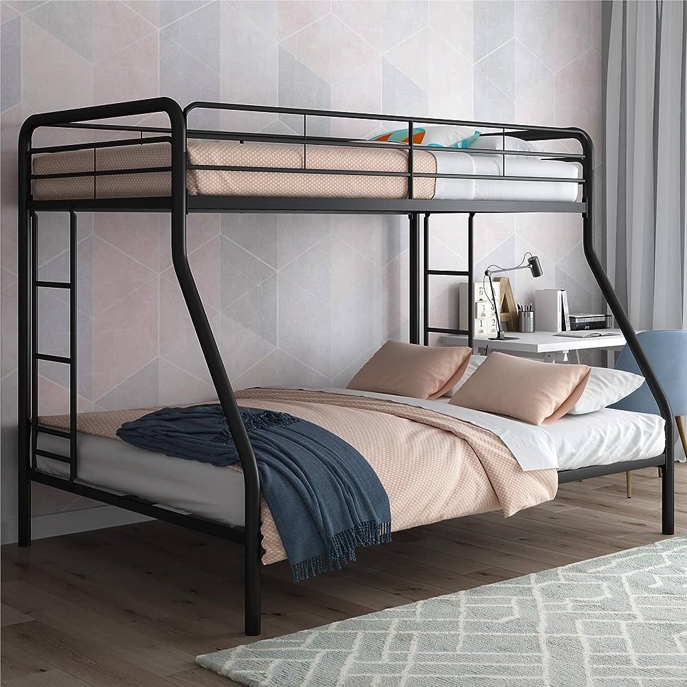 DHP Twin-Over-Full Bunk Bed with Metal Frame and Ladder, Space-Saving Design, Black | Amazon (US)