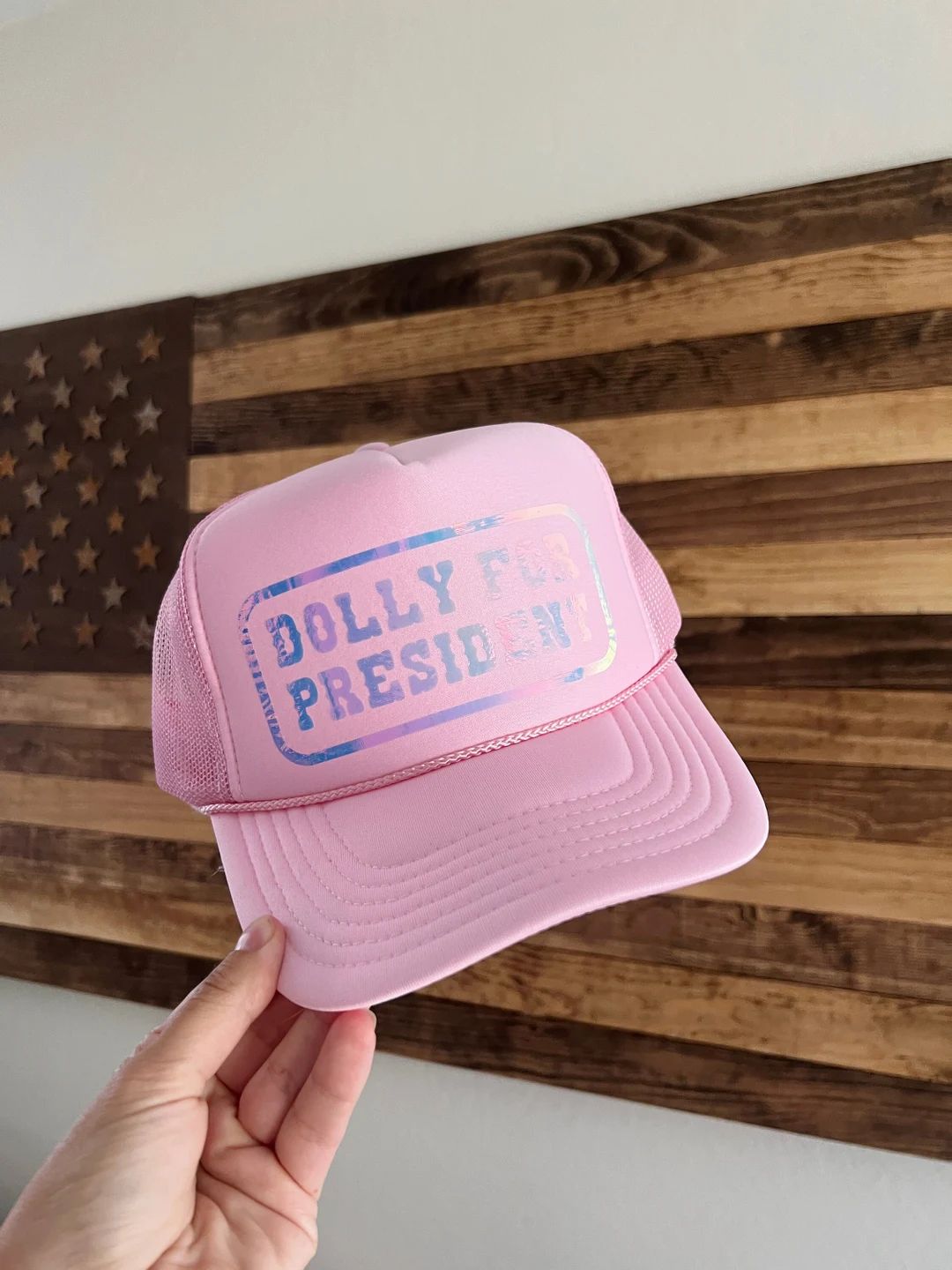 Holographic Dolly for President Light Pink Trucker Hat - Etsy | Etsy (US)
