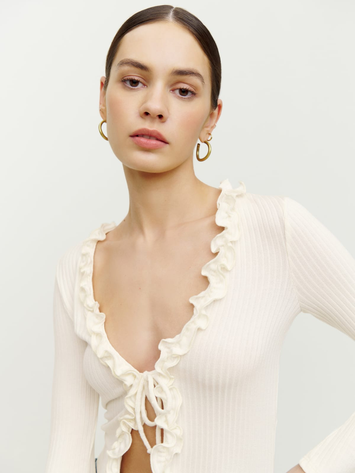 Gellar Ruffle Knit Top | Reformation (Global)