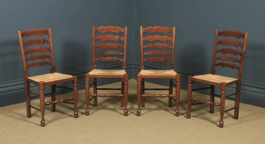 Set of Four Victorian Style Ash Elm & Beech Ladder Back - Etsy | Etsy (US)