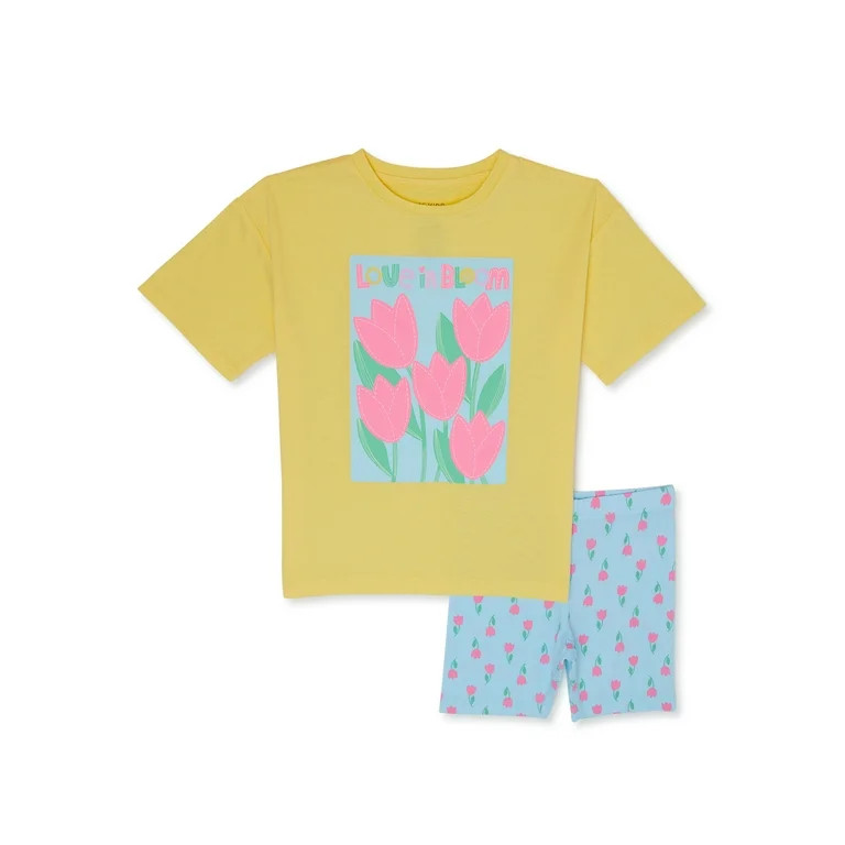365 Kids From Garanimals Girls Tee Bike Short Set Sizes 4-10 | Walmart (US)